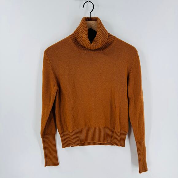 Jil Sander Turtleneck Sweater Rust Brown Ribbed Knit Long Sleeve Pullover - Picture 7 of 7